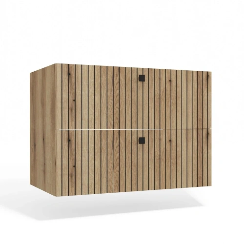 SZAFKA POD UMYWALKĘ TIGO 80 2S DĄB EVOKE 2 SZUFLADY RYFLOWANY FRONT WISZĄCA-1