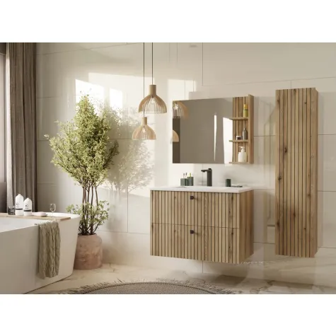 SZAFKA POD UMYWALKĘ TIGO 80 2S DĄB EVOKE RYFLOWANY FRONT + UMYWALKA-5