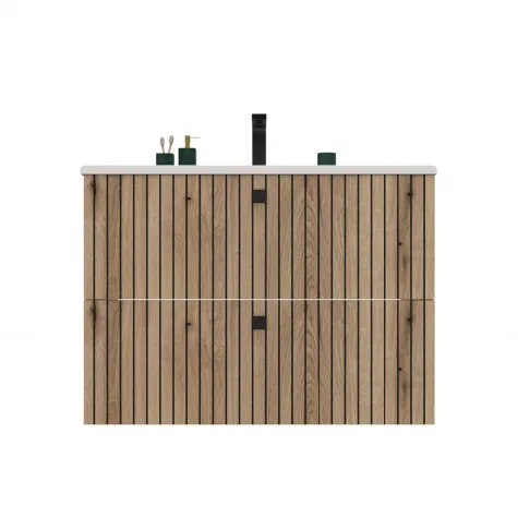 SZAFKA POD UMYWALKĘ TIGO 80 2S DĄB EVOKE RYFLOWANY FRONT + UMYWALKA-13