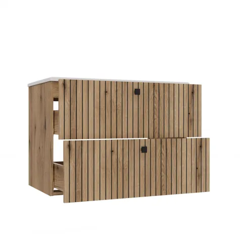 SZAFKA POD UMYWALKĘ TIGO 80 2S DĄB EVOKE RYFLOWANY FRONT + UMYWALKA-14