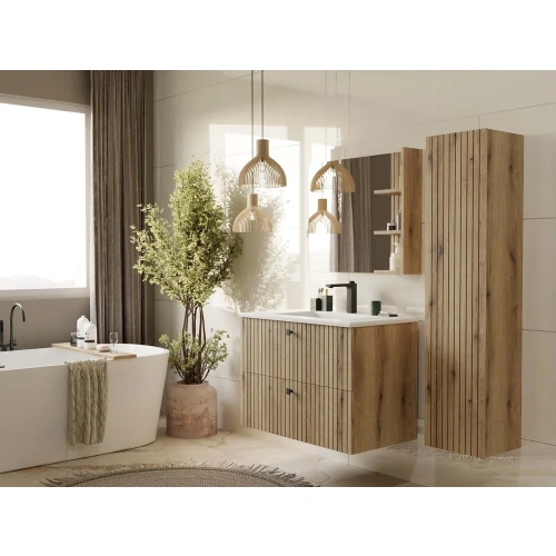 SZAFKA POD UMYWALKĘ TIGO 80 2S DĄB EVOKE RYFLOWANY FRONT + UMYWALKA-4