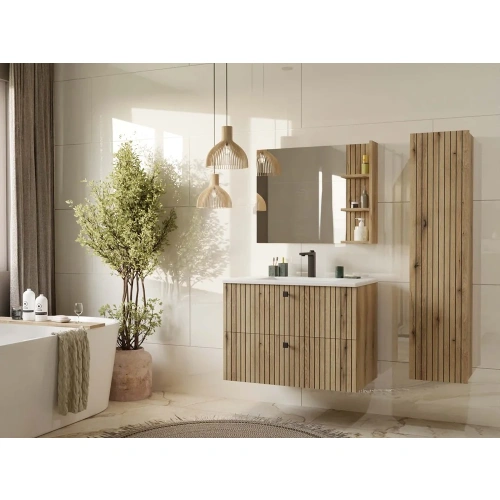 SZAFKA POD UMYWALKĘ TIGO 80 2S DĄB EVOKE RYFLOWANY FRONT + UMYWALKA-5
