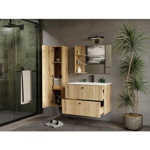 SZAFKA POD UMYWALKĘ TIGO 80 2S DĄB EVOKE RYFLOWANY FRONT + UMYWALKA-7