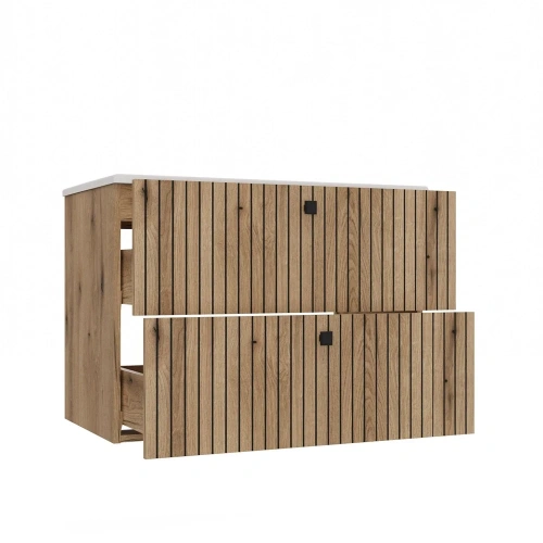 SZAFKA POD UMYWALKĘ TIGO 80 2S DĄB EVOKE RYFLOWANY FRONT + UMYWALKA-14
