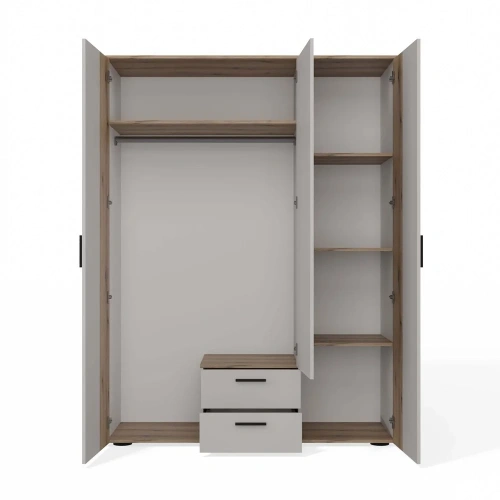 SZAFA AVA 150 CM LUSTRO 2 SZUFLADY RYFLOWANY FRONT DĄB EVOKE KASZMIR BEŻ-13