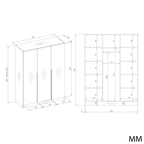 SZAFA SENSO 3D 150 CM 3 DRZWI ZŁOTE UCHWYTY DO SALONU SYPIALNI KASZMIR BEŻ-8