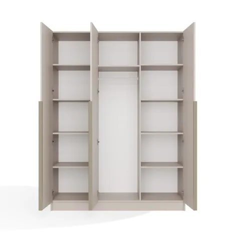 SZAFA SENSO 3D 150 CM 3 DRZWI ZŁOTE UCHWYTY DO SALONU SYPIALNI KASZMIR BEŻ-9