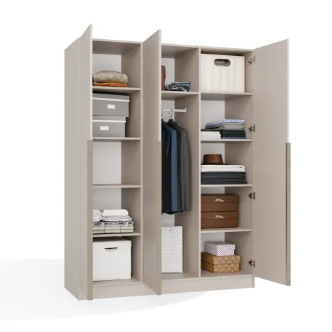 SZAFA SENSO 3D 150 CM 3 DRZWI ZŁOTE UCHWYTY DO SALONU SYPIALNI KASZMIR BEŻ-10