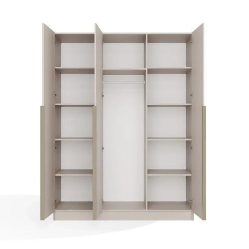 SZAFA SENSO 3D 150 CM 3 DRZWI ZŁOTE UCHWYTY DO SALONU SYPIALNI KASZMIR BEŻ-9