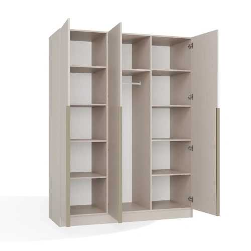 SZAFA SENSO 3D 150 CM 3 DRZWI ZŁOTE UCHWYTY DO SALONU SYPIALNI KASZMIR BEŻ-13