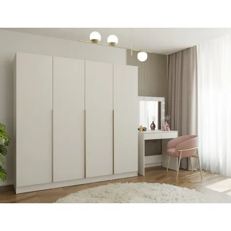 SZAFA SENSO 4D 200 CM 4 DRZWI ZŁOTE UCHWYTY DO SALONU SYPIALNI KASZMIR BEŻ-2