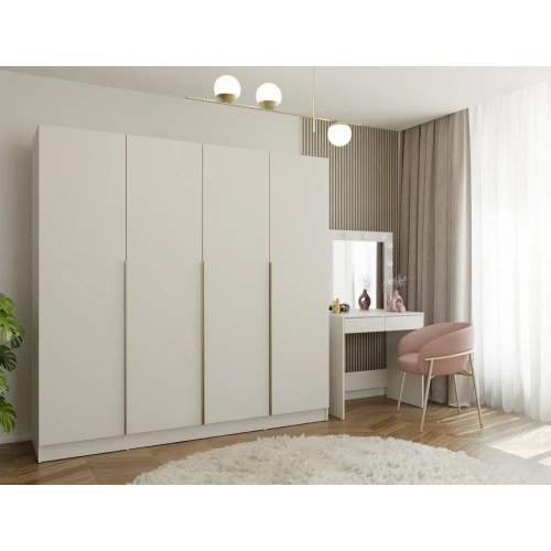 SZAFA SENSO 4D 200 CM 4 DRZWI ZŁOTE UCHWYTY DO SALONU SYPIALNI KASZMIR BEŻ-2