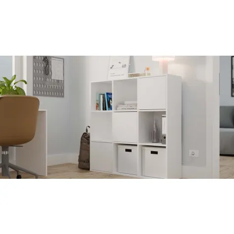 REGAŁ MALAX 3x3 H BIAŁY Z 3 DRZWIAMI PÓŁKI KOMOROWE 110x110 CM TIP ON-3