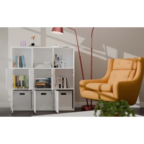 REGAŁ MALAX 3x3 H BIAŁY Z 3 DRZWIAMI PÓŁKI KOMOROWE 110x110 CM TIP ON-4