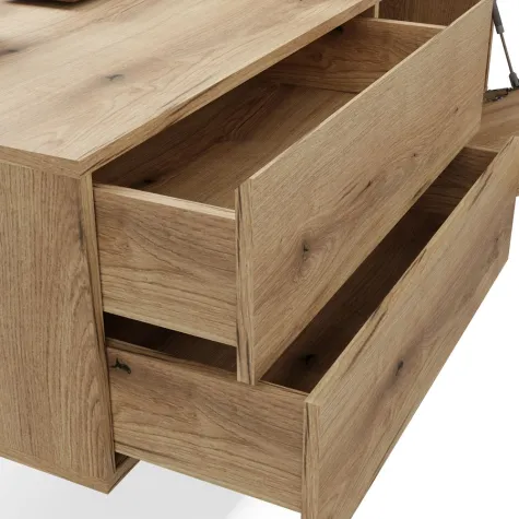 SZAFKA POD UMYWALKĘ TIGO 1D2S DĄB EVOKE 140 CM 2 SZUFLADY RYFLOWANY FRONT WISZĄCA-14