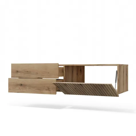 SZAFKA POD UMYWALKĘ TIGO 1D2S DĄB EVOKE 140 CM 2 SZUFLADY RYFLOWANY FRONT WISZĄCA-15