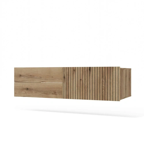 SZAFKA POD UMYWALKĘ TIGO 1D2S DĄB EVOKE 140 CM 2 SZUFLADY RYFLOWANY FRONT WISZĄCA-8