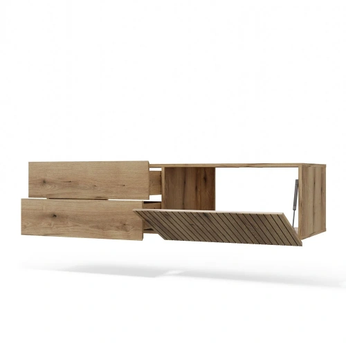SZAFKA POD UMYWALKĘ TIGO 1D2S DĄB EVOKE 140 CM 2 SZUFLADY RYFLOWANY FRONT WISZĄCA-15