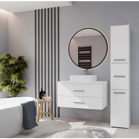 SZAFKA POD UMYWALKĘ NEL 80 ŁAZIENKOWA BIAŁA WISZĄCA 2 SZUFLADY-2