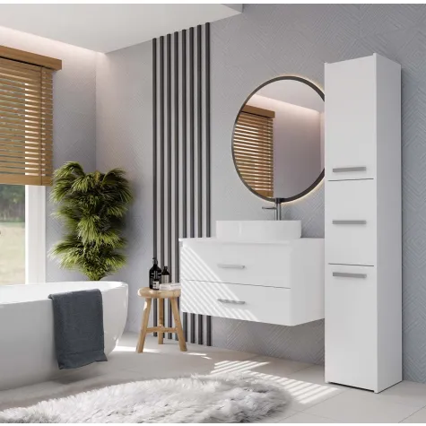 SZAFKA POD UMYWALKĘ NEL 80 ŁAZIENKOWA BIAŁA WISZĄCA 2 SZUFLADY-4