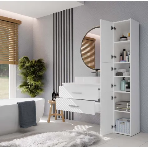 SZAFKA POD UMYWALKĘ NEL 80 ŁAZIENKOWA BIAŁA WISZĄCA 2 SZUFLADY-5