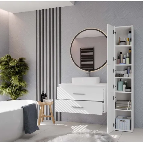 SZAFKA POD UMYWALKĘ NEL 80 ŁAZIENKOWA BIAŁA WISZĄCA 2 SZUFLADY-7