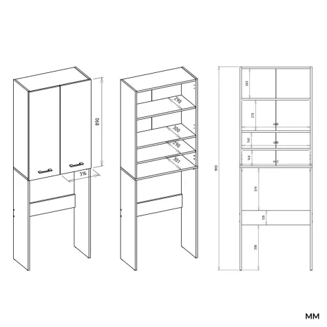 Szafka na pralkę Pola DD ANTRACYT / BIAŁY-9