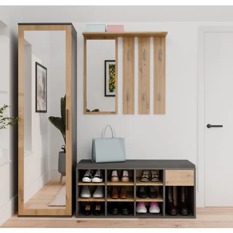 Szafka Na Obuwie Buty Otwarta TALLIN ANTRACYT DĄB ARTISAN Do Przedpokoju-3