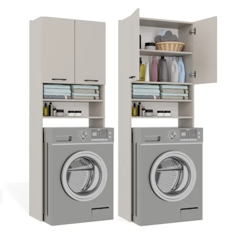 Szafka Łazienkowa na Pralkę POLA DK KASZMIR BEŻ Regał Słupek 180X64X30-1