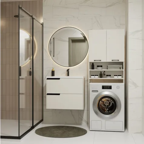 Szafka Łazienkowa na Pralkę POLA DK KASZMIR BEŻ Regał Słupek 180X64X30-4