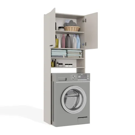 Szafka Łazienkowa na Pralkę POLA DK KASZMIR BEŻ Regał Słupek 180X64X30-11