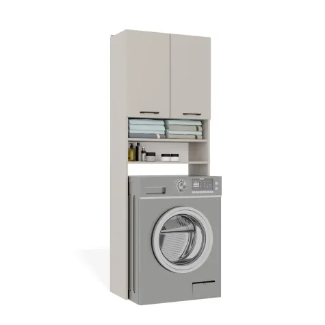 Szafka Łazienkowa na Pralkę POLA DK KASZMIR BEŻ Regał Słupek 180X64X30-12