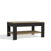 Stolik Kawowy OHIO DĄB ARTISAN CZARNY Ława Półki Do Salonu 93x58x43,5 Cm-9
