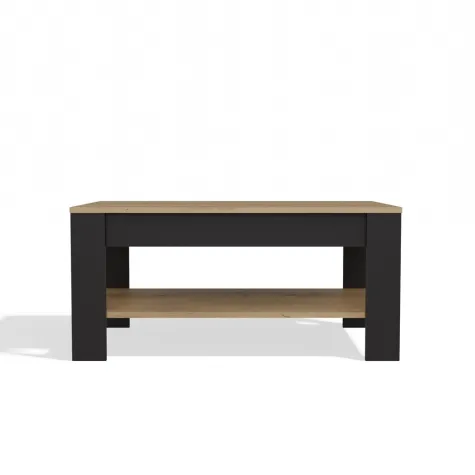 Stolik Kawowy OHIO DĄB ARTISAN CZARNY Ława Półki Do Salonu 93x58x43,5 Cm-10