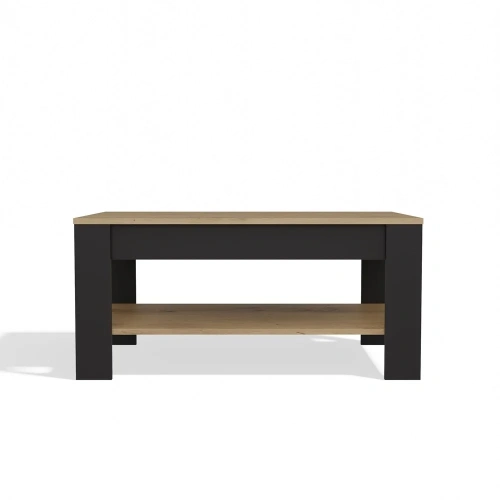 Stolik Kawowy OHIO DĄB ARTISAN CZARNY Ława Półki Do Salonu 93x58x43,5 Cm-10