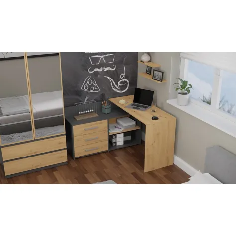 Biurko DANY ANTRACYT DĄB ARTISAN-3