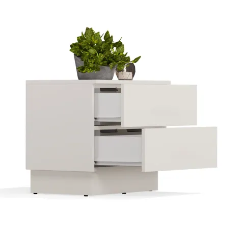 Szafka Nocna AMBER 2S Stolik Nocny 2 Szuflady Do Sypialni KASZMIR Beż-6