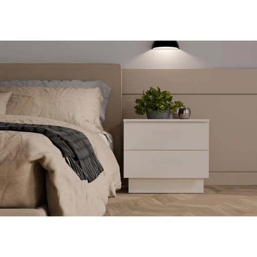 Szafka Nocna AMBER 2S Stolik Nocny 2 Szuflady Do Sypialni KASZMIR Beż-2