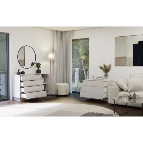 Komoda AMBER 1D4S Szafka 1 Drzwi 4 Szuflady Do Sypialni Salonu KASZMIR Beż-2