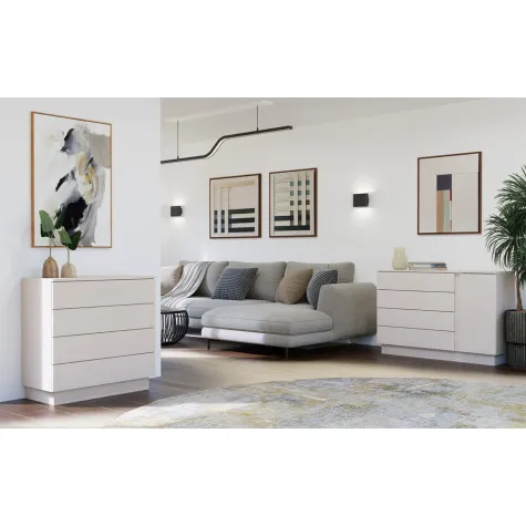 Komoda AMBER 1D4S Szafka 1 Drzwi 4 Szuflady Do Sypialni Salonu KASZMIR Beż-4