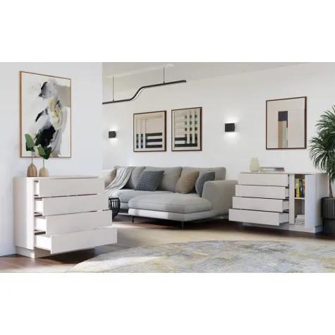 Komoda AMBER 1D4S Szafka 1 Drzwi 4 Szuflady Do Sypialni Salonu KASZMIR Beż-5