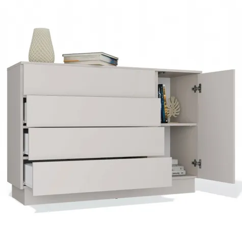 Komoda AMBER 1D4S Szafka 1 Drzwi 4 Szuflady Do Sypialni Salonu KASZMIR Beż-8