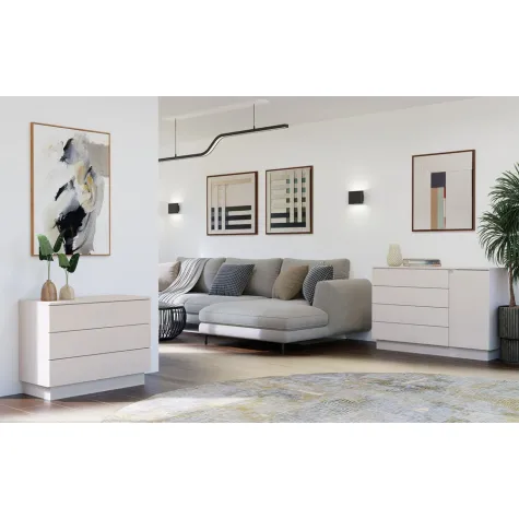 Komoda AMBER 3S Szafka 3 Szuflady Do Sypialni Salonu KASZMIR Beż-5