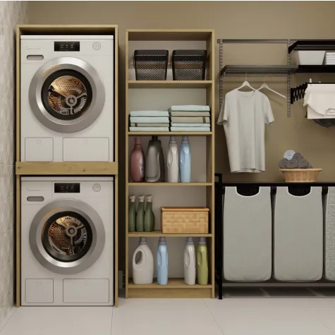 Szafka Łazienkowa na Pralkę i Suszarkę POLA TWIN Regał Słupek DĄB ARTISAN-4