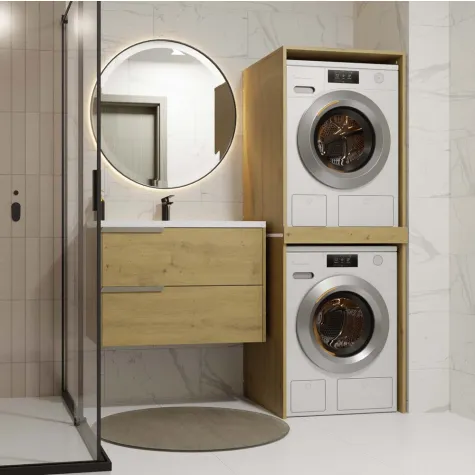 Szafka Łazienkowa na Pralkę i Suszarkę POLA TWIN Regał Słupek DĄB ARTISAN-5