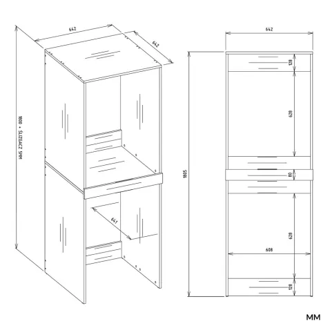 Szafka Łazienkowa na Pralkę i Suszarkę POLA TWIN Regał Słupek DĄB ARTISAN-7