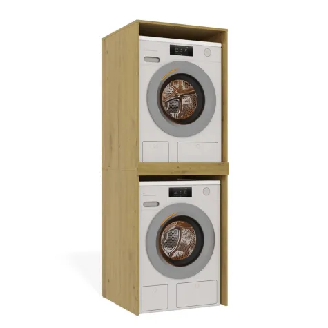 Szafka Łazienkowa na Pralkę i Suszarkę POLA TWIN Regał Słupek DĄB ARTISAN-9