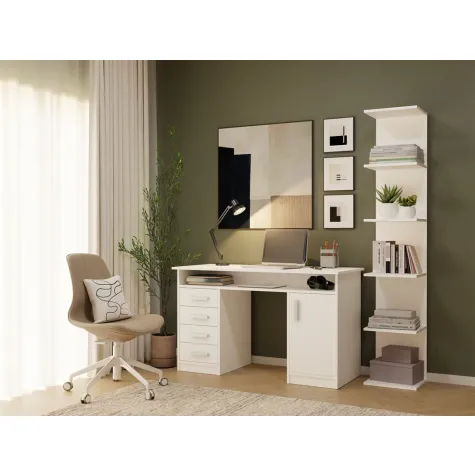 REGAŁ 6P BIAŁY Wysoki 180 Cm 6 Półek Na Książki Segregatory Do Biura Salonu-2