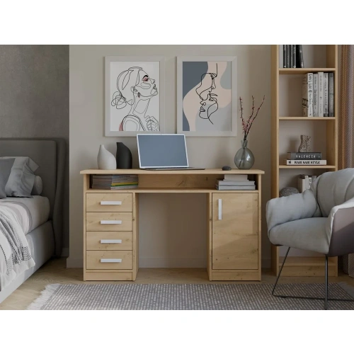 BIURKO ADA DĄB ARTISAN 125 Cm 4 Szuflady Szafka Półki Do Biura Pokoju Na Laptop-2