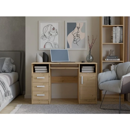 BIURKO DELTA DĄB ARTISAN 120 Cm 3 Szuflady Szafka Półki Do Biura Pokoju Na Laptop-3